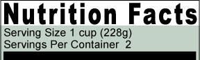 Description: Description: Description: Description: Description: Description: Description: Description: Description: Description: Title and Serving Size Information section of label, with number of servings.